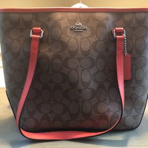 Coach Purse - Classic Brown with Orange Trim